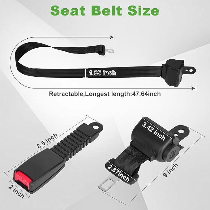10L0L Retractable Golf Cart Seat Belts - Universal Retractable Seat Belts for Yamaha EZGO, Club Car, Go Kart, UTV