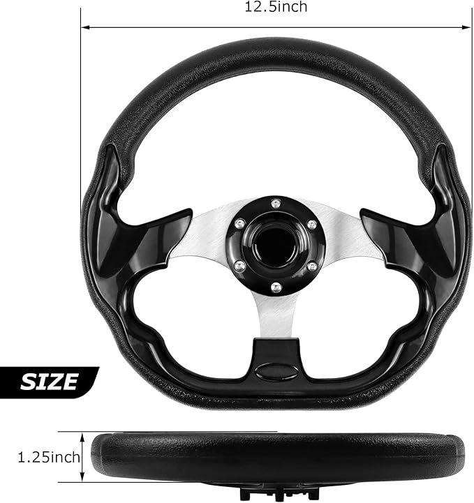 Golf Cart Steering Wheel, Skid Steering Wheel, Universal Golf Cart for Club Car EZGO RXV and TXT, Yamaha, Precedent Tempo, DS