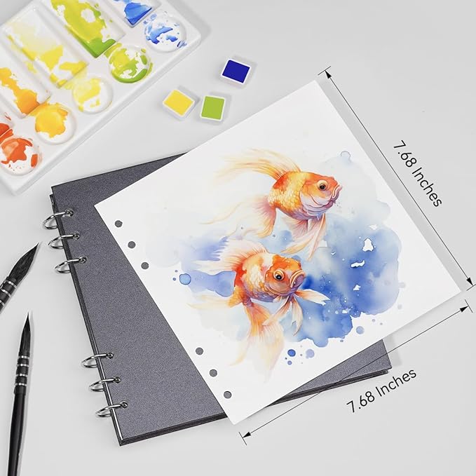 Lightwish Square Watercolor Journal, 100% Cotton, 300gsm/140lb, 20 Sheets Cold - Image 3