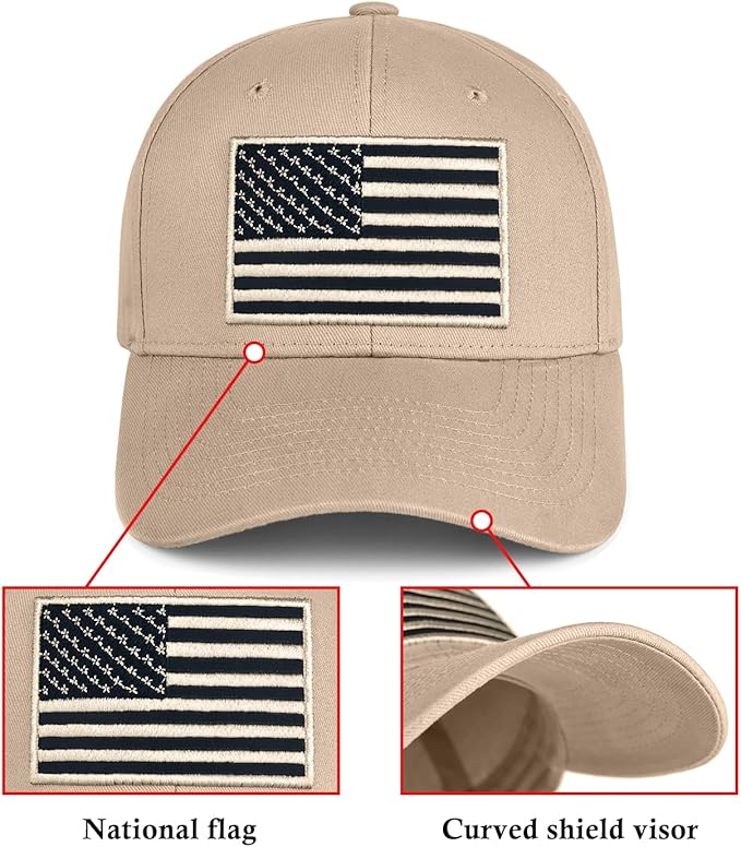 KIRAAT 3 Pack American Flag Baseball Cap Unisex,Low Profile USA Plain Dad Hat for Men＆Women