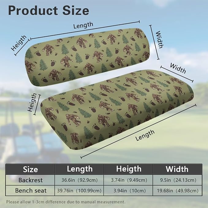 Bulopur Sasquatch Golf Cart Seat Covers Club Car Precedent Golf Cart Seat Cover Blanket Towel for 2/4 Person Seats Removable Golfcart Accessories