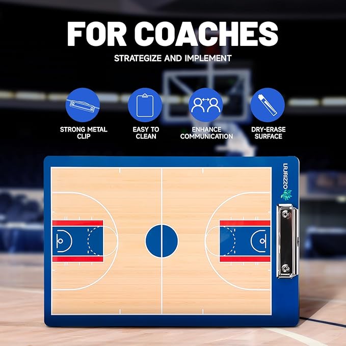 Basketball Dry Erase Coaches Clipboard, Basketball Clipboard for Coaches Double-Sided Basketball White Board for Coaches Writable and Erasable Basketball Dry Erase Board for Coaches Gift
