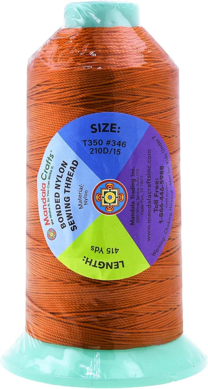 Mandala Crafts Bonded Nylon Thread Burnt Orange Heavy Duty Sewing Threads - Image 3