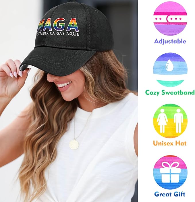 Gay Pride Rainbow Trucker Hat for Men and Women LGBT Embroidered Adjustable Washable LGBTQ Baseball Cap Gifts