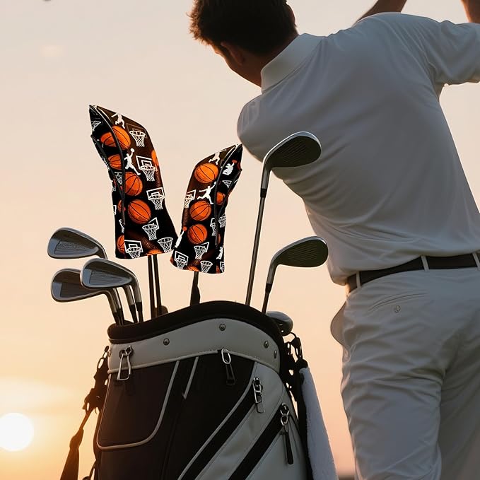 Golf Headcovers Fits Driver Hybrid Fairway 3/5 Wood, Waterproof PU Leather Golf Club Protector, Ideal Sports Accessories & Golfer Gift Colorful Geometry