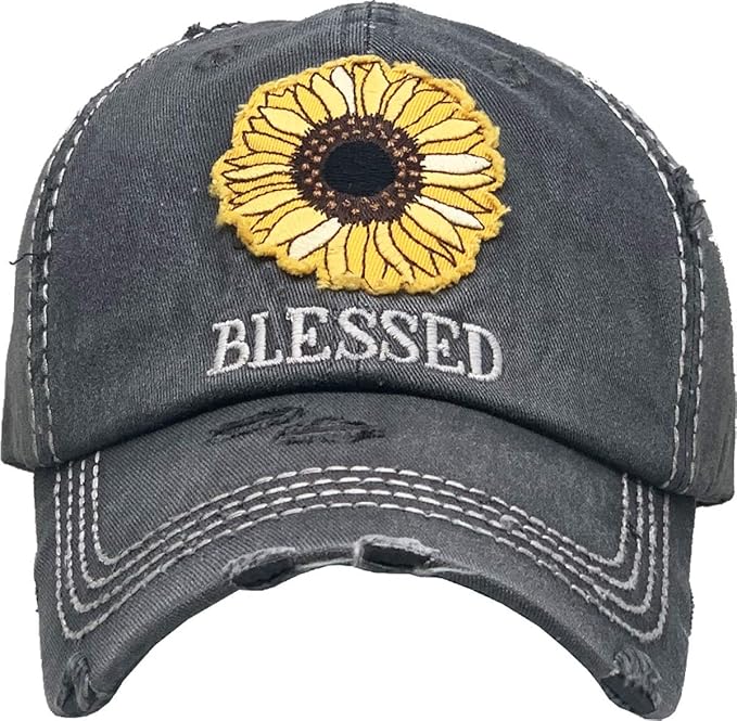 Funky Junque Distressed Vintage Baseball Cap - Embroidered Patch Women's Hat - Holiday, Lifestyle & Patriotic Designs