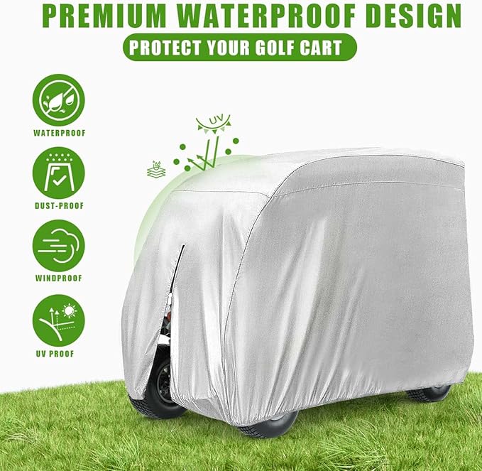 KISEER 4 Passenger 420D Waterproof Golf Cart Cover fits EZ GO Club Car Yamaha, Sunproof Dustproof