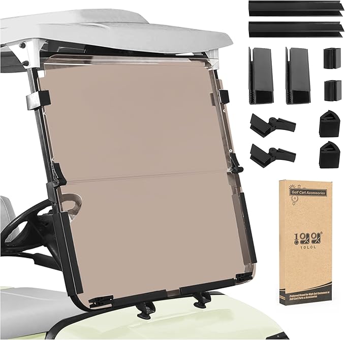 Smoke Windshield for Yamaha G14/G16 1995-2003 Year Gas and Electric Golf Cart, Durable & Foldable