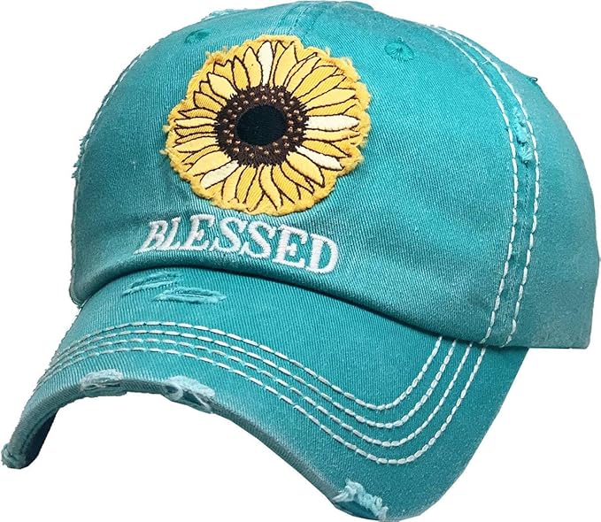 Funky Junque Distressed Vintage Baseball Cap - Embroidered Patch Women's Hat - Holiday, Lifestyle & Patriotic Designs