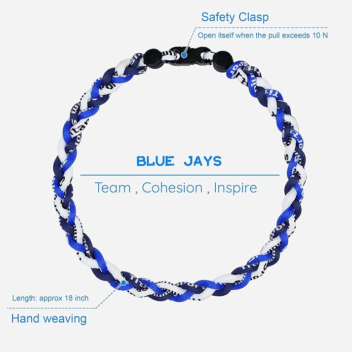 Baseball Rope Necklaces, League Team Colors Braided Necklace, Baseball Team Gifts