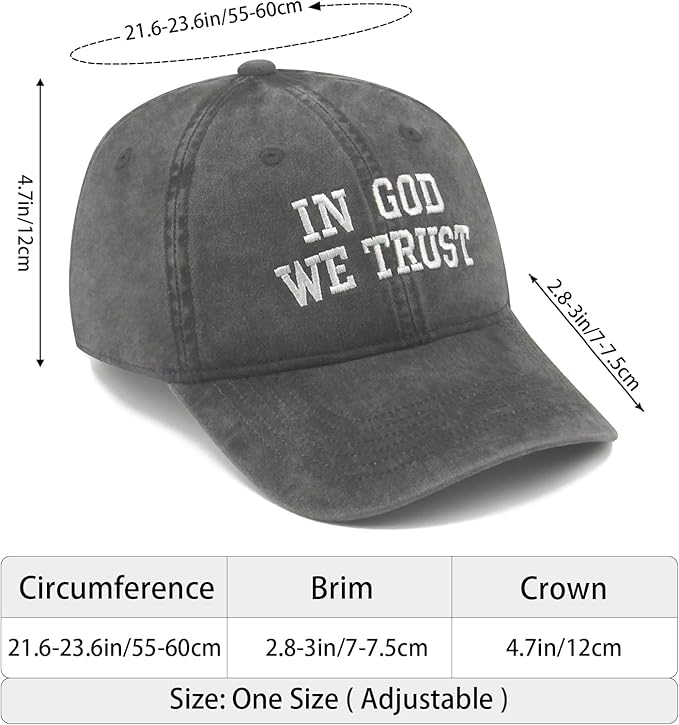 Faith Christian Patriotic Embroidered Baseball Cap, Vintage Cotton Dad Hat for Men Women, Birthday
