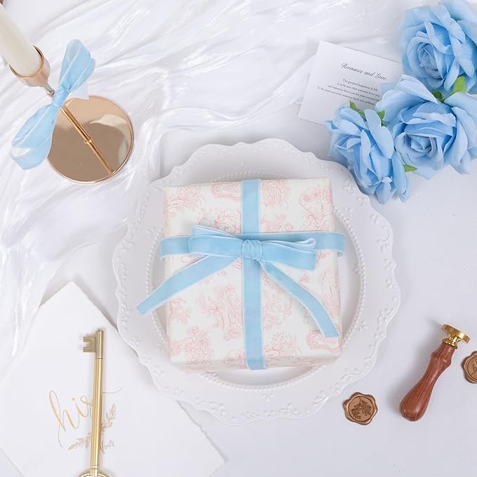 Vintage Sky Blue Velvet Ribbon Christmas Ribbon - Image 3