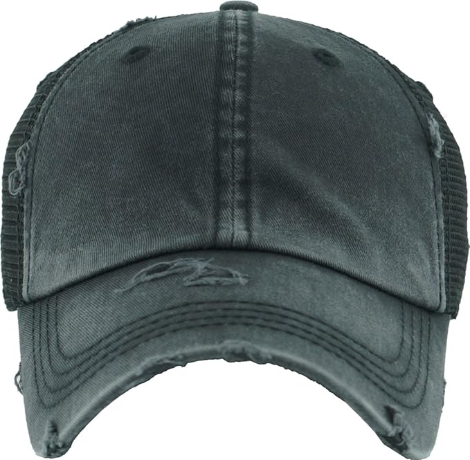 Classic Plain Ponytail Messy High Bun Headwear Adjustable Cotton Trucker Mesh Glitter Hat Baseball Cap