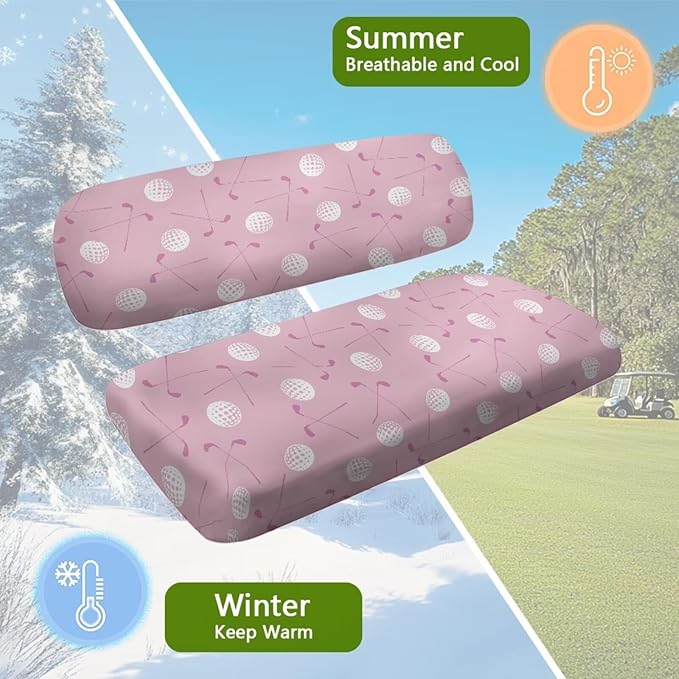 Yewatlles Pink Golf Equipment Golf Cart Seat Covers, Blanket for Golf Cart, Universal Golf Cart Seat Towel Fits Golf Car, Club Car, More Golf Carts