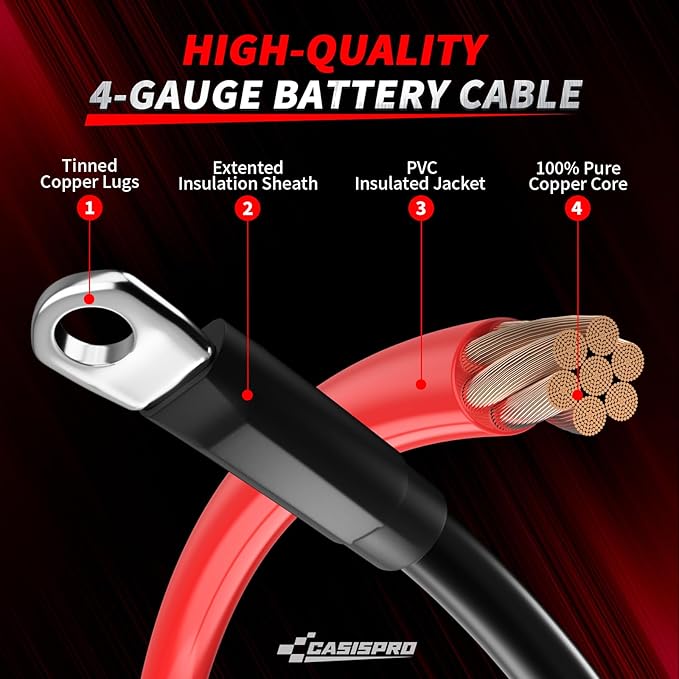 Golf Cart Battery Cables for EZGO TXT 1994-UP 36&48V, 7 PCS 4 Gauge EZGO Battery Cables Wiring Kit, Golf Cart Pure Copper AC/DC Wire Kit