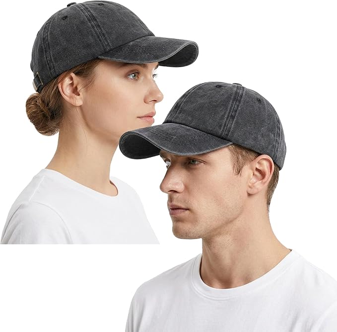 2 PCS Baseball Cap Golf Hat Washed-Cotton Plain Original Classic Cotton Vintage Adjustable Dad Hatsfor Men Women