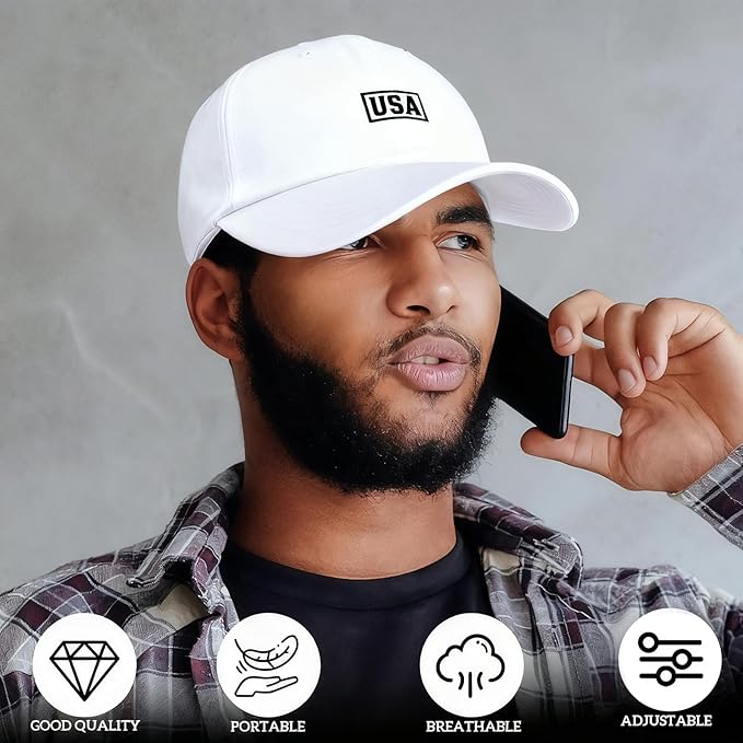 American Flag Patriotic Baseball Cap | Embroidered USA Flag 100% Cotton Adjustable Hat for Men & Women
