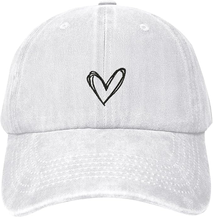 Pairxily Vintage Heart Embroidered Baseball Cap Distressed Adjustable Hat for Women Low Profile Dad Hats Unisex Cotton Cap