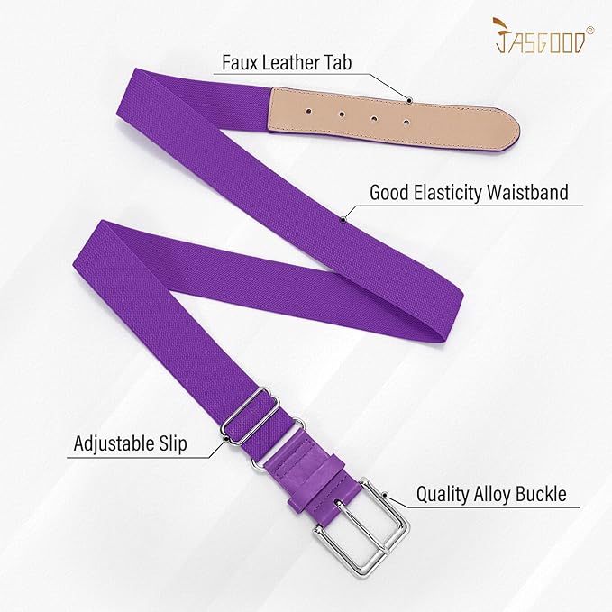 JASGOOD 2 Pack Baseball Socks and Belt Combo Set Softball Socks and Belts Elastic Waist Belt for Youth and Adult Boys