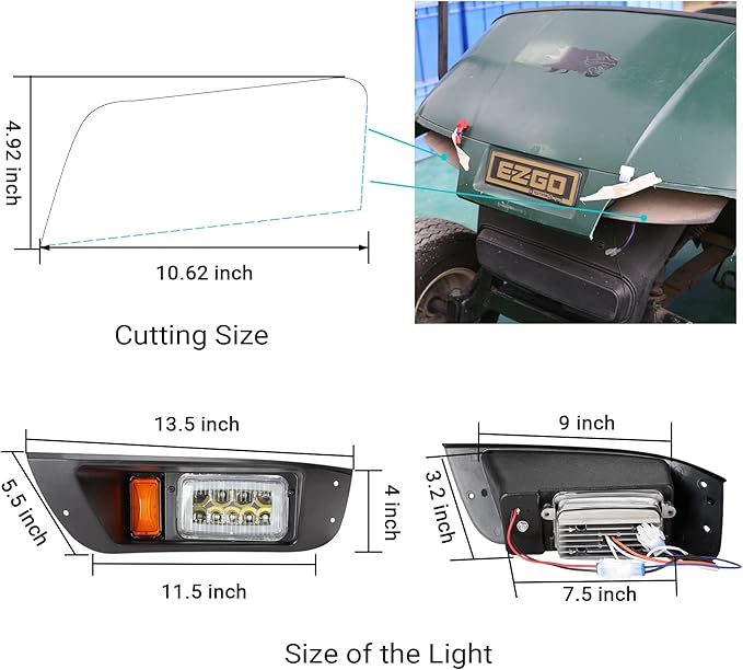 10L0L Golf Cart Light Kits for EZGO TXT (1996-2013), 12V Headlight Kit with Turn Signals Switch Horn Brake Lights, Mail Wire Harness, Street Legal Light Kit (For EZGO TXT - Upgrade Set)