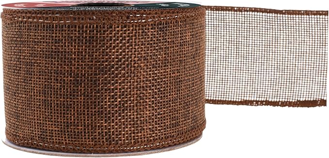 Mandala Crafts Brown Burlap Wired Ribbon 2 Inches Wide Jute Ribbons - Image 2