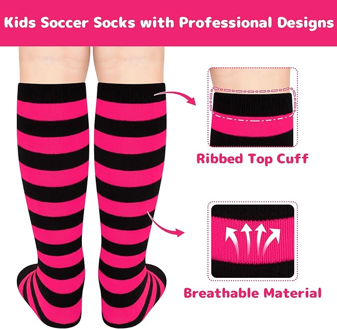 Olreco 1 Pack Toddler Kids Youth Soccer Socks Girls Boys Baseball Socks Youth Knee High Softball Football Accessories Cotton