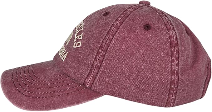 LA California Bear Embroidered Vintage Cotton Baseball Cap Adjustable Metal Buckle Unstructured Low-Profile Hat Men & Women