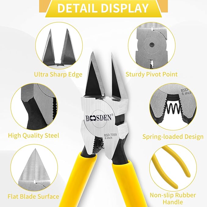 BOOSDEN Wire Cutters 10 PACK, 6 inch Wire Clippers, Dikes Side Cutter Nippers - Image 3