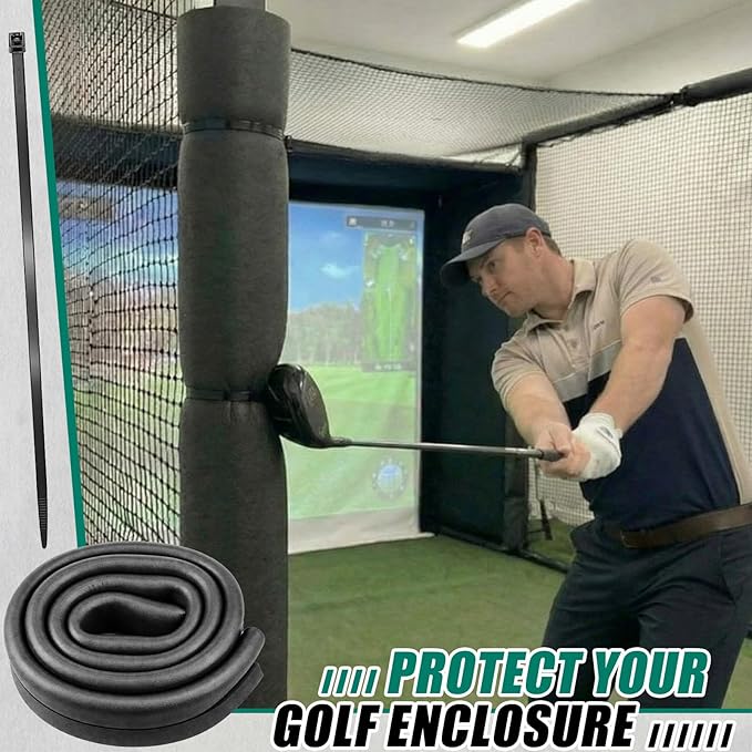 Shappy Golf Simulator Pole Protection Foam, High Density Safety Wrap for Golf Simulator Pole Guard, Bendable & Weather Resistant for Round & Square Poles, Easy Install with Zip Ties