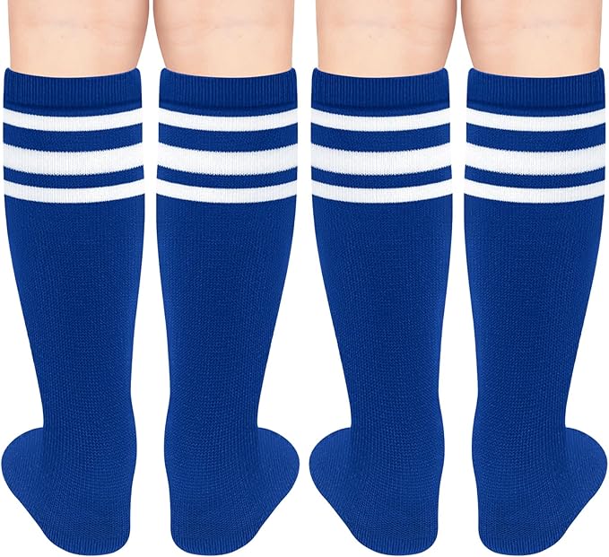 Sarfel Kids Soccer Socks Toddler Soccer Socks Girls Boys Soccer Socks Kids Tube Socks with Stripes Toddler Knee High Socks