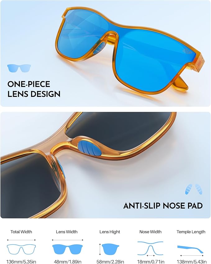 DEAFRAIN Polarized Sunglasses for Men Women - UV400 Protection 21.5g Sport Sun Glasses for Driving Fishing Running Golf