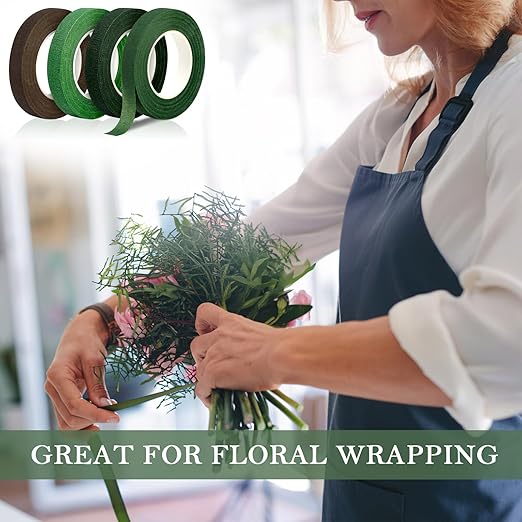 8 Rolls Floral Tape, 1/2" Wide Flower Tape, Mix Green Floral Tape - Image 5