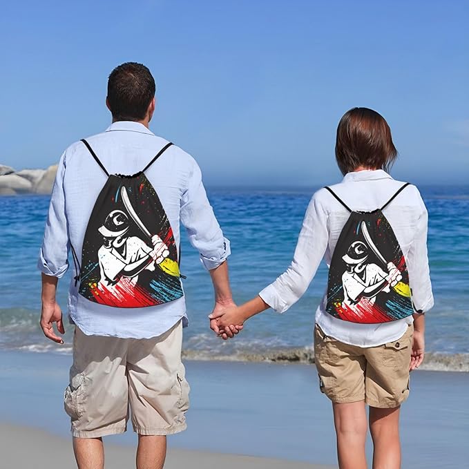 Kids Baseball-Themed Drawstring Bags for Boys Girls, Sports Drawstring Backpack Casual Knapsack for Teens Adults Women Men for Gym Beach Travel Swimming Yoga Camping, Medium