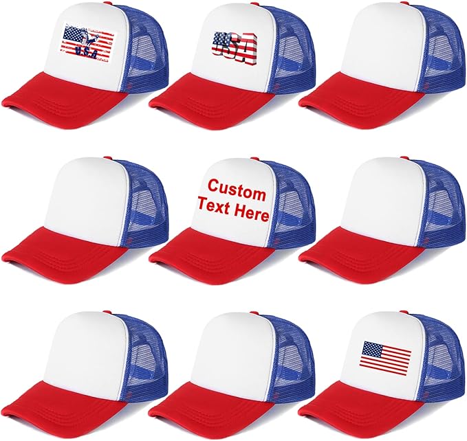 Echolife 9 Pack Sublimation Blanks Baseball Cap Adjustable Polyester Mesh Cap Trucker Hats for Adults Kids Youth