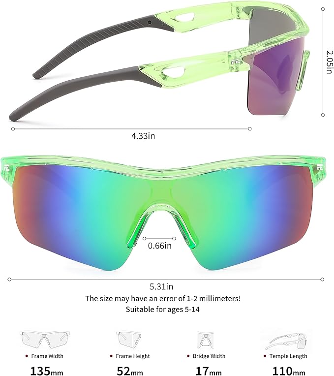FEISEDY Kids Teens Baseball Polarized Sunglasses Sports TR90 Frame Boys Girls Cycling B2454