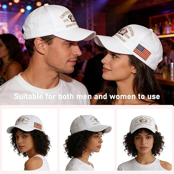U.S.A 250th Anniversary Embroidered Baseball Cap Adjustable 1776-2026 Anniversary Birthday Retro Patriots Hat for Men Women