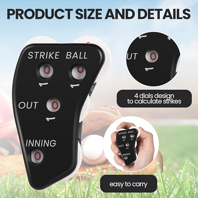 6 Pcs Baseball/Softball Umpire Accessories Set Including Umpire Shirt Hat Indicator Brush Ball Bag for Men Referee