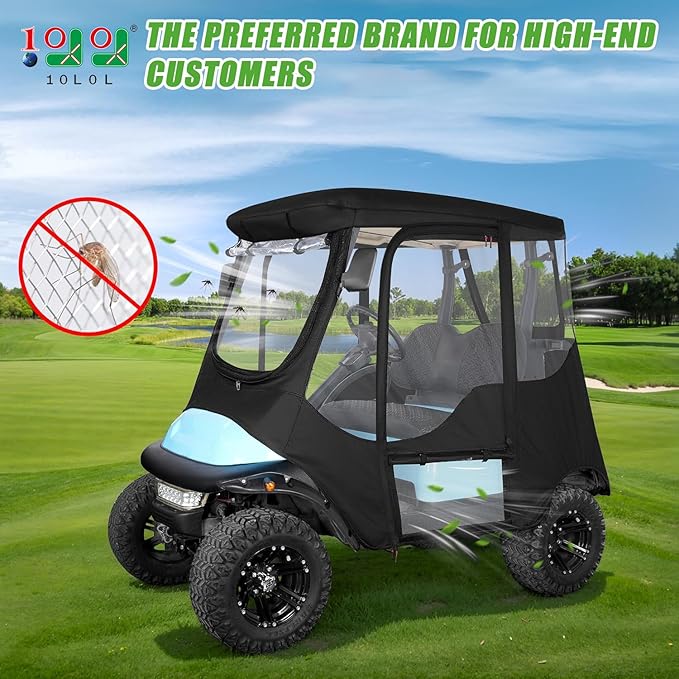 10L0L Deluxe 2 Passenger Golf Cart Enclosure for Club Car Precedent,Onward & Tempo Waterproof Windproof Portable Transparent Golf Cart Rain Enclosures Storage Cover - 57" Roof Fit