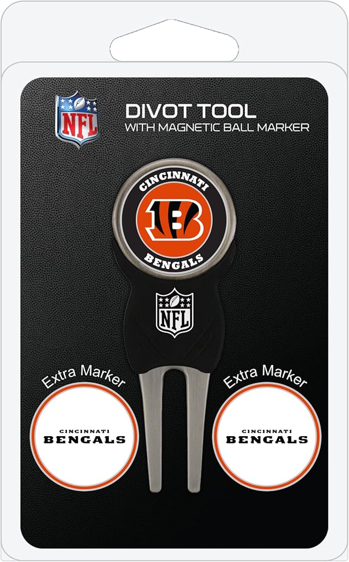 Team Golf NFL Divot Tool with 3 Golf Ball Markers Pack, Markers are Removable Magnetic Double-Sided Enamel
