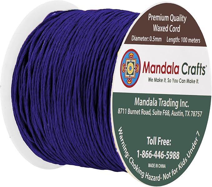 Mandala Crafts 0.5mm 109 Yards Dark Indigo Cotton Waxed Cord - Image 2