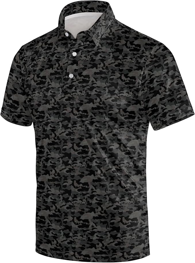 Golf Polo Shirts for Men Funny Print Short Sleeve Golf Shirts Performance Golf Polos
