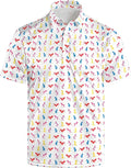 Golf Polo Shirts for Men Funny Print Short Sleeve Golf Shirts Performance Golf Polos