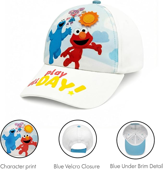 Sesame Street Baseball Cap, Toddler Hats for Boys & Girls Ages 2T-4T, Adjustable Kids Baseball Caps