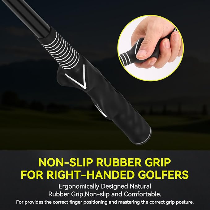 Golf Grip Trainer, Golf Swing Trainer Aid Warm-Up Stick for Strength Grip Tempo & Flexibility Training, Golf Training Aid with Arm Band for Practice Chipping Hitting Golf Accessories (Yellow)