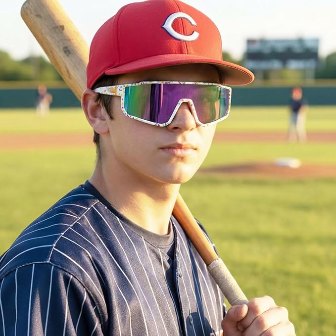 Kingdder 3 Pcs Baseball Ice Cream Drip Sunglasses for Youth Sunglasses for Sport Softball Cycling Baseball Golf