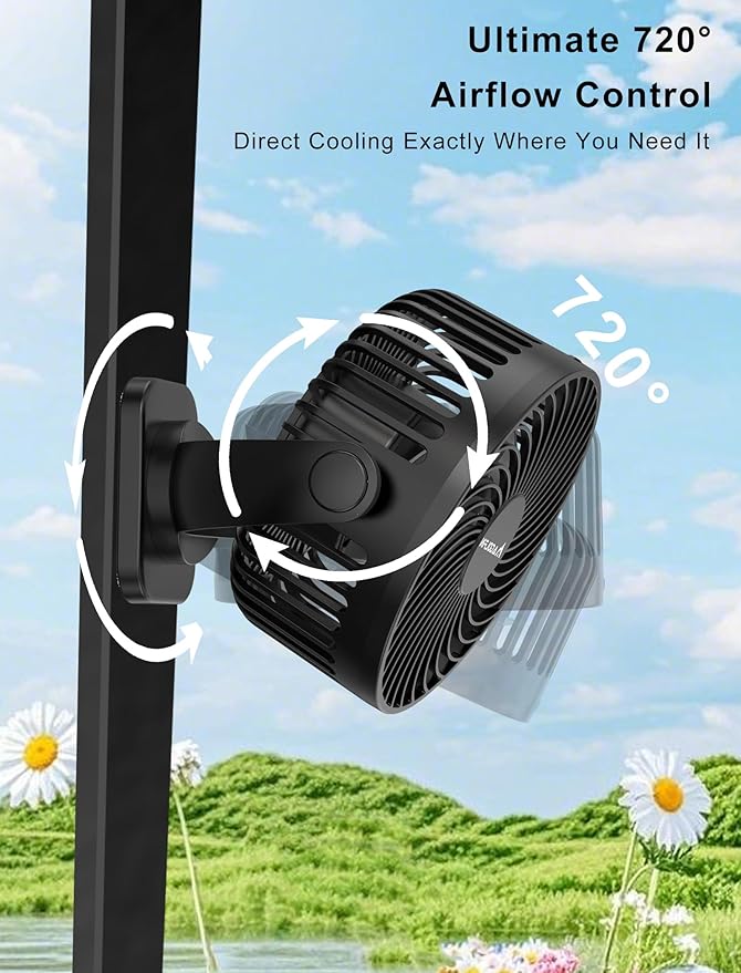 [Upgraded 2X Magnet] 2-Pack Magnetic Golf Cart Fan Rechargeable, 12000mAh Battery Operated Portable Fan with Light, Magnetic Base, Suitable for EZGO Club Car Yamaha, Golf Cart Accessories 2026