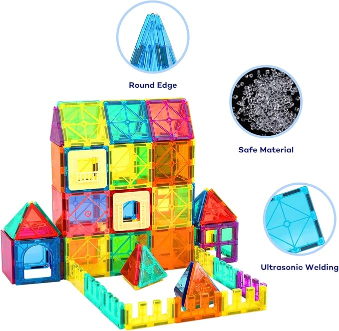 Magnetic Building Tiles, Magnetic Blocks, 3D STEM Stacking Toys, Magnets Toy - Image 6