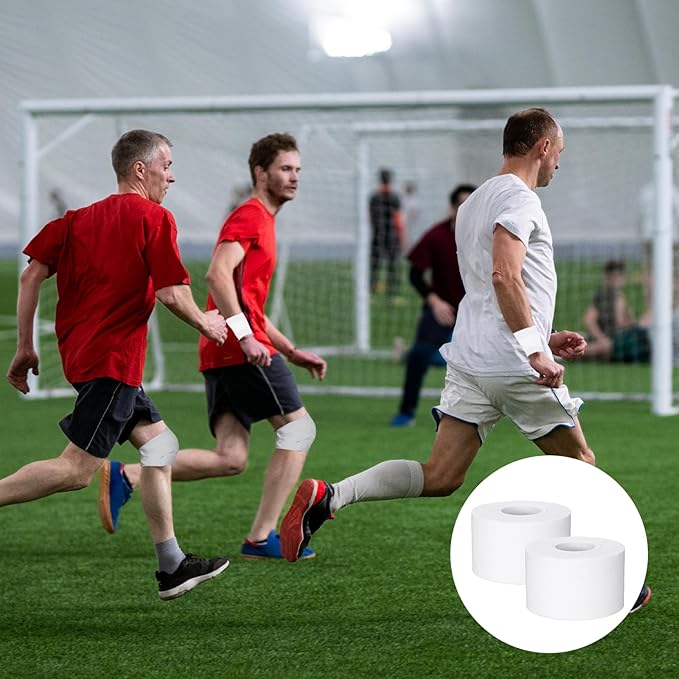 2PCS Pre-Wrap Athletic Tape for Sports 2 Inch Wide Soccer Baseball Wrist Tape White Wrist Tapes Accessories, Sport Supplies Gifts for Football Sports Baseball Gymnastics Athlete Injury Graduation
