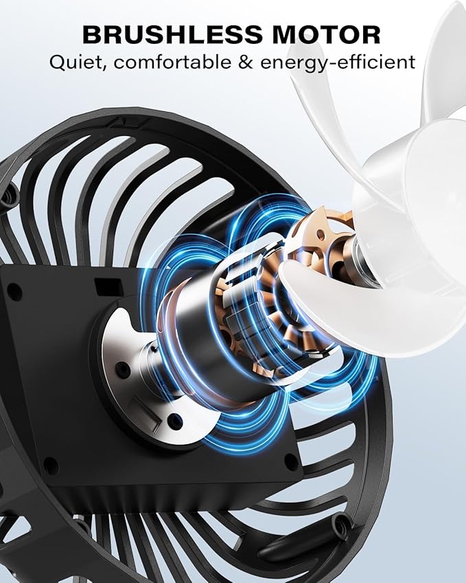 A2C Rechargeable Golf Cart Fan, 4000mAh Battery Operated Clip On Fan for EZGO Club Car Yamaha, 360° Rotating Portable Cooling Fan, 3 Speed Settings, Golf Season Course Cart Essential Accessories