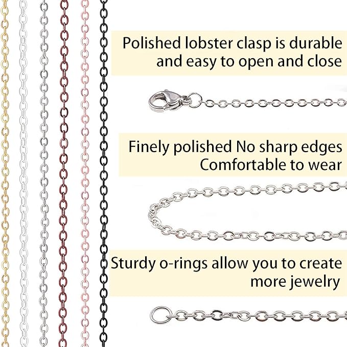 Jishi 60ft Jewelry Necklace Chains 2mm Jewelry Chain Links - Image 3